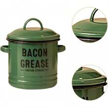 Small Enamel Cooking Pot With Lid Enamel Simmer Pot Sauce Pan Oil Keeper Can Cooking Pot With Lid For Campfire Making Soup, Green - Green - View 7