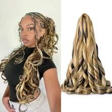 8 包 75 克/包 法式卷发辫子 24 英寸自然预拉伸弹性编织发散波浪钩针编织发 法式卷发合成接发 女士波西米亚风盒状辫子