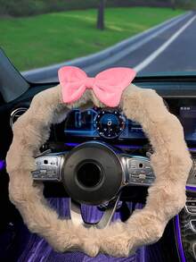 1 件毛绒方向盘套，可爱优雅的女性设计，秋冬保暖