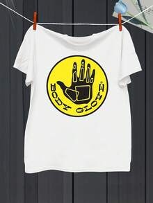 Men'S "Body Glove" Basketball Graphic T-Shirt -  Casual Summer Tee With Yellow Hand & Ball Print, Breathable Regular Fit For Sports Fans & Active Lifestyles, Basketball Shirt, Fan Merchandise, Bold Graphic Tee, Comfortable Fit - trắng - Xem 7