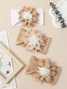 1pc Autumn/Winter New 3D White Flower Bud Baby Headband, Soft Comfortable Jacquard Nylon Infant Headwear, Creative Baby Hair Accessory