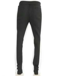 Mens Casual Tech Fleece Solid Stacked Sweat Pants - Black White - View 3