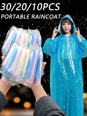 1-30 Disposable Raincoats, Portable Waterproof Raincoats, Portable Mini Raincoats, Packaged With Compression Cards, Suitable For Travel, Outdoor Activities, Disposable Travel Items, Essential Items For Travel Hotels, Outdoor Necessities, Room Supplies, Beaches, Hiking, Cycling, Mountain Climbing