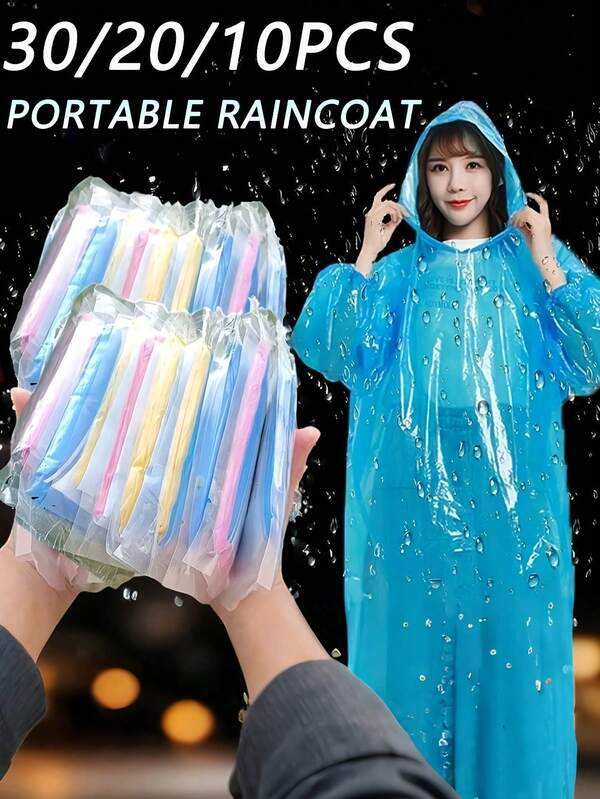 1-30 Disposable Raincoats, Portable Waterproof Raincoats, Portable Mini Raincoats, Packaged With Compression Cards, Suitable For Travel, Outdoor Activities, Disposable Travel Items, Essential Items For Travel Hotels, Outdoor Necessities, Room Supplies, Beaches, Hiking, Cycling, Mountain Climbing