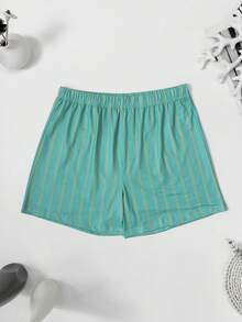 4pcs/Set Men's Striped Print Airy Casual Shorts, Breathable Elastic Waist Loungewear Pajama Shorts, Multi-Color Combination