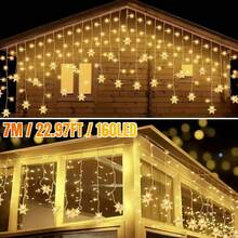 Luce a colonna di ghiaccio a fiocco di neve solare - 96/160 LED, luce di Natale per interni/esterni, IP65 impermeabile, 8 modalità di illuminazione per grondaie, tenda solare per esterni, adatta per Natale, case, giardini, alberi, cortili, festival, matrimoni, raduni, decorazione per feste (bianco caldo/multicolore/bianco)