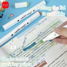 WUQIANNIAN 24 piezas Bolígrafo de marcado de colores con punta triangular de doble cabeza, escritura ultra fina, suave, para grafiti, dibujo a mano, marcado, útiles escolares, temporada de regreso a clases - Multicolor - Ver 2