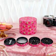 Cute Tobacco/Herb Grinder - Pink & Pretty Strawberry/Cherry Metal Grinder, 4-Piece 50MM, Smoking Accessories, For Smokers - 櫻桃 - 查看 5