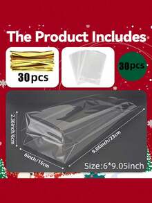 50/100个透明三角玻璃纸礼品袋，配金色扭绳，可重复使用的塑料礼品包装，适用于马克杯、甜点、松饼、面包、巧克力、透明面包袋、塑料袋、饼干袋、糖果袋，适合作为零食礼品、生日派对礼物、圣诞礼品袋。 - 彩色 - 查看 12