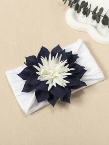 1pc Autumn/Winter New 3D White Flower Bud Baby Headband, Soft Comfortable Jacquard Nylon Infant Headwear, Creative Baby Hair Accessory