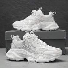 WANWEISI Chaussures de sport à motif laser dégradé pour hommes - Maille respirante et semelle en EVA, chaussures de course à lacets basses confortables, multifonctionnelles et décontractées, respirantes et durables, convenant pour la course, la randonnée, les activités extérieures et le port quotidien, le fitness - Disponibles en argent, blanc, noir - Blanc - Voir 2