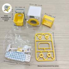 8件迷你娃娃屋洗衣机、吸尘器、洗衣房套装适用于洗涤和浴室模型DIY配件、场景装饰工具、角色扮演玩具、3-12岁男孩和女孩的生日礼物