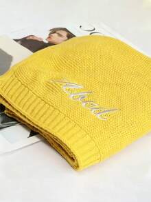 80cm*100cm Customized Embroidered Children's Stroller Blanket, Knitted Nap Blanket, Adult Sofa Throw Blanket, Swaddle Wrap, Photography Prop, Customizable Letter, Air Conditioning Blanket