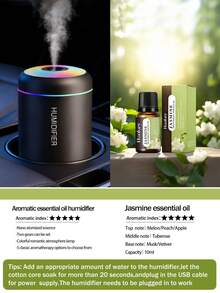 [Thick Mist + Super Quiet]This 180ml Car Humidifier Comes With Color Mood Lighting. It Has Two Working Modes: Smart Timed Auto-Off, And Can Be Used In Car Or On Desktop As An Air Humidifier And Diffuser. - Black and White - View 24