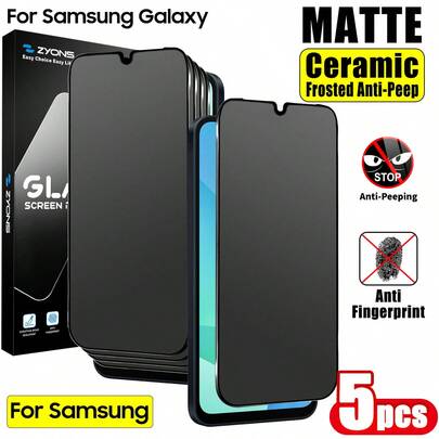 ZYONS 5片装磨砂隐私屏幕保护膜，兼容三星Galaxy A07 A17 A56 A36 A26 A16 A06 A55 A35 A25 A15 A05 A05S A54 A34 A24 A14 A04 A53 A33 A23 A13 - 防指纹光滑涂层，无气泡，易于贴合，磨砂防窥TPU软膜，非玻璃材质，保护隐私，手机屏幕保护膜，适用于手机，万圣节礼物，生日礼物，送给家人和朋友的手机屏幕保护膜，手机配件