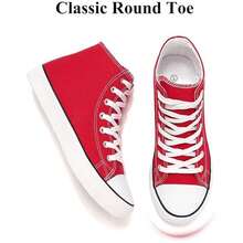 Haifago Women Hight Top Lace Up Casual Red Canvas Sneakers, Comfortable Lightweight Canvas Shoes For Women,High-Top Canvas Shoes Outdoor Fashion Women Shoes,Red Shoes - 紅色 - 查看 2