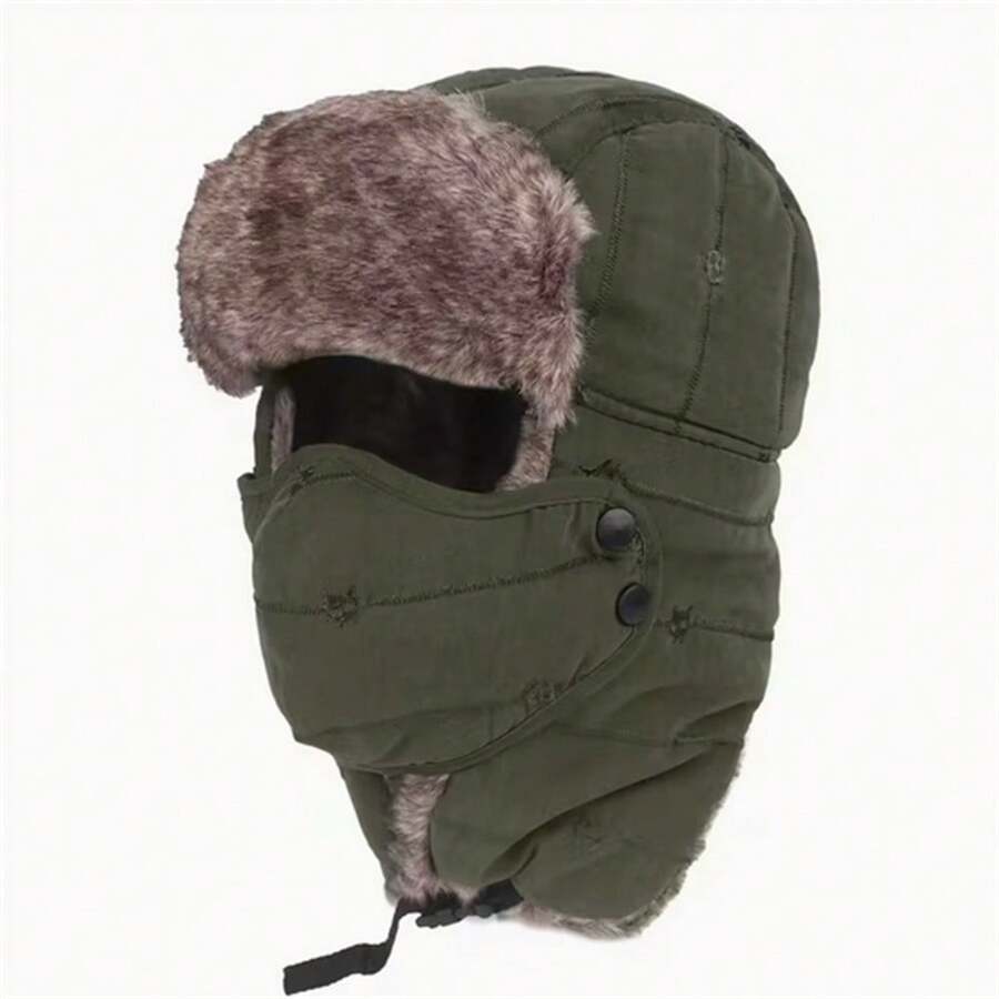 Winter Earmuff Face Mask Warm Windproof Hat Ski Plush Lining Hat Cold Weather Unisex - Multicolor - View 1