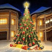 Star-Shaped Waterfall Decorative Light String, 198 LED Bulbs, 8 Modes, Suitable For Indoor And Outdoor Use (Garden, Courtyard, Parties, Curtains). Festive Decorations For Halloween, Graduation Season, And Christmas Gifts.