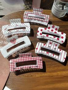 1/5/8pcs New Fashionable Fruit Print Hair Clips, Sweet Strawberry & Watermelon Square Versatile Claw Clips Hair Accessories Flower Hair Clip Fashion Hair Claw