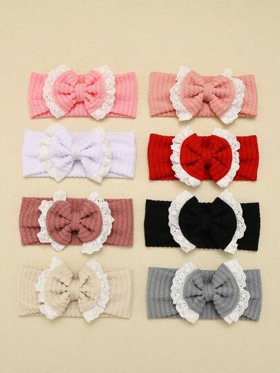 1 pieza Diadema para bebé con estampado jacquard de rayas de otoño/invierno, diadema con lazo bordado para bebé, accesorio de cabello versátil, dulce y de moda, adecuado para uso diario, vacaciones y fiestas