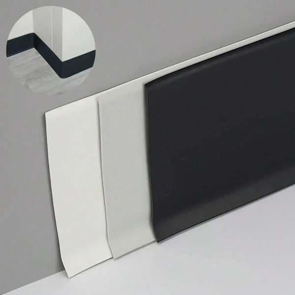 1 rollo de 2m x 8cm de zócalo autoadhesivo de PVC para decoración del hogar, moldura flexible para la base, con ranura talla grande ancha para despegar y pegar, borde impermeable para el zócalo de la pared