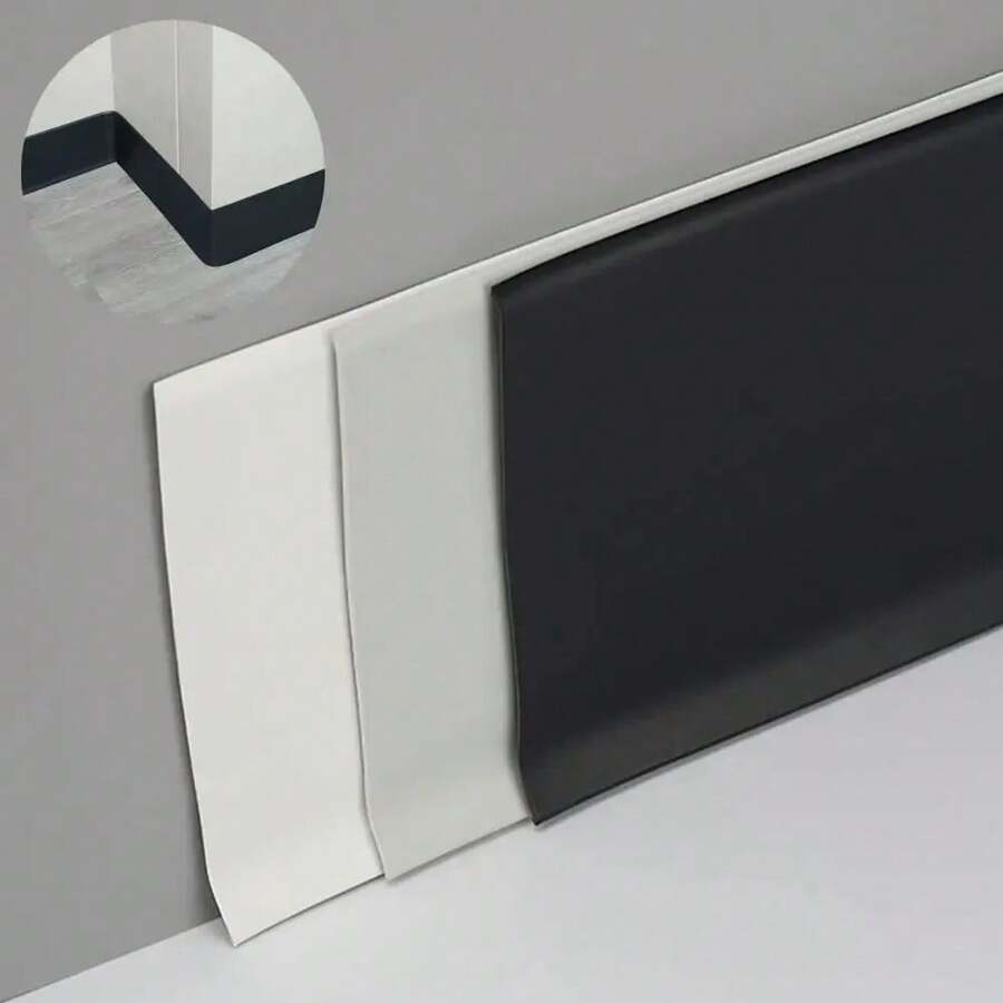 1 Roll 2m X 8cm PVC Baseboard Trim Self-Adhesive Home Decor Sticker, Flexible Bottom Molding Decor, With Wider Self-Adhesive Peeling And Pasting Groove Base, Waterproof Edging Wall Baseboard