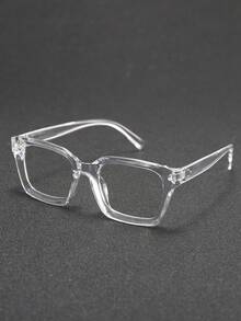 一副男士方形镜框透明浅黑色眼镜，适合日常阅读、护眼和时尚配饰 - 黑色 - 查看 5