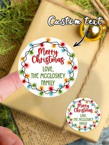17/35/70pcs Personalized Christmas Gift Labels ,Custom Name Christmas Sticker,Christmas Present Stickers , Christmas Gift Tag Stickers,Personalized Merry Christmas Stickers – Custom Round Holiday Labels For Gift Wrapping School Supplies - Multicolor - View 1