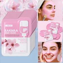 1/5/10/12/120/30/50pcs Pack Sakura Face Mask, Cleansing Clay Mask, Pore Cleansing, Moisturizing, Soothing, Brightening, Oil Control, Fine Texture, Gentle & Non-Irritating, Non-Drying, Convenient For Travel, Suitable For All Skin Types, Unisex - Pink - View 2
