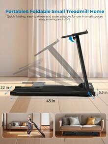 3-In-1 Treadmill, Portable Treadmills For Home With Handle, Foldable Treadmills For Home And Office, 300 Lbs Weight Capacity, LED Display Screen,A Treadmill Suitable For Home Exercise - US B Type Plug(110-127V) - View 5