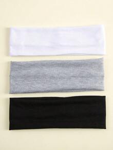 3-Pack Women's Solid Color Elastic Yoga Headbands, Comfortable Sports, Yoga, Face Washing, Makeup, Eye Masks, Outdoor, Parties, School Supplies, College, Autumn And Winter Headbands, Hair Accessories, Women's Vacation Outfits, Elegant Scarves, Women's Headscarves, Soft Headscarves - 彩色 - 查看 2