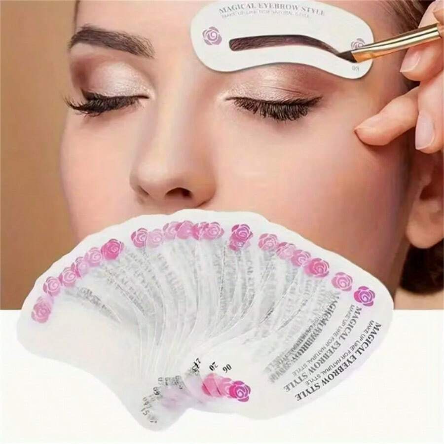 24pcs DIY Eyebrow Stencil & Eyebrow Pencil Set, 24 Reusable Eyebrow Stencil Cards, Suitable For Beginners Eyebrow Stencil Template