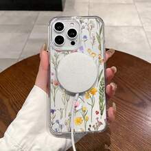 Funda magnética para phone 11/12/13/14/15/16 Pro Max con diseño de ramo vintage. Resistente, compatible, de silicona, antigolpes, elegante, duradera y fácil de usar. Uso - transparente - Ver 7
