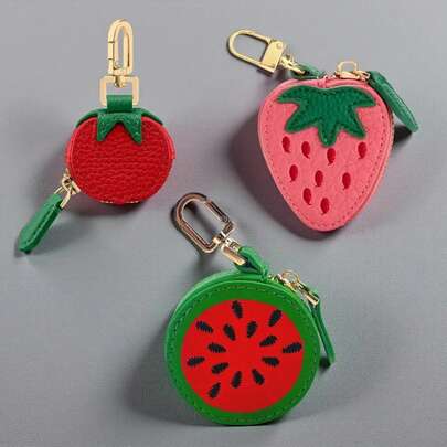 Mini monedero de moda para mujeres, cartera linda, bolsa, colgante, regalo para niñas, llavero de fresa
