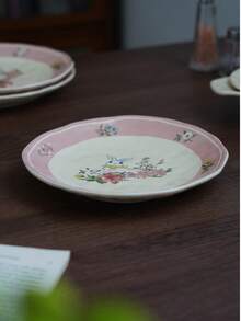 20 cm flacher Teller mit niedlichem Hasen-Blumen-Muster, geeignet zum Servieren verschiedener Speisen und Früchte, ideal für Partys, Essen, Picknicks, Buffets, Familienfeiern, Abschlüsse, Geburtstage, täglichen Gebrauch und jede besondere Gelegenheit