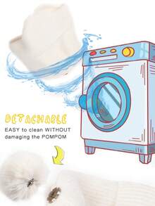 1顶婴儿毛球保暖带护耳帽可爱针织节日雪帽 - 1PC - 查看 10