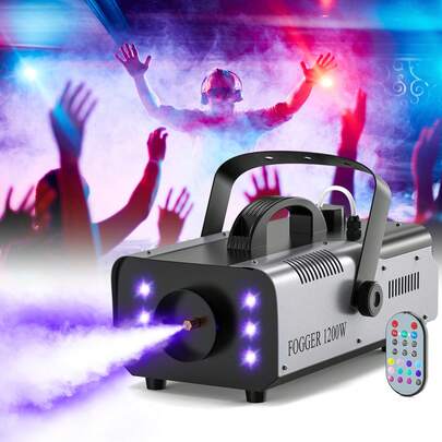 U'King 1200W Fog Machine Smoke Haze Generator, RGB LED Lights & Remote Control For Stage DJ Party Halloween