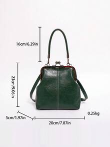 1 chiếc túi đeo chéo giả da kiểu retro, túi xách mini nữ kiểu vintage khóa cài điều chỉnh được, màu trơn, nhẹ, chất liệu polyester, phù hợp cho cả nam và nữ. - màu xanh lá - Xem 7