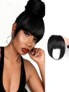 Yake Silk Thickened Fluffy With Double Bangs Ladies Synthetic Wig Bangs Hairpin Three-Card, Claw Clips