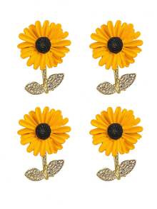 1 件优雅的太阳花胸针，迷人的金属向日葵翻领别针，适合西装外套、毛衣、时尚配饰连衣裙配饰别针用于衣服包包饰品学校办公室配饰衬衫夹克珠宝万圣节衣服别针有趣可爱的教师礼物圣诞节 - 黃色 - 查看 10