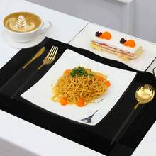 SERAPHINEX Washable Placemats, Set Of 6, High-Quality PVC And Polyester Material, Non-Slip And Heat-Resistant, Suitable For Kitchen Tables, Simple Design, Durable And Easy To Clean - Black - View 5