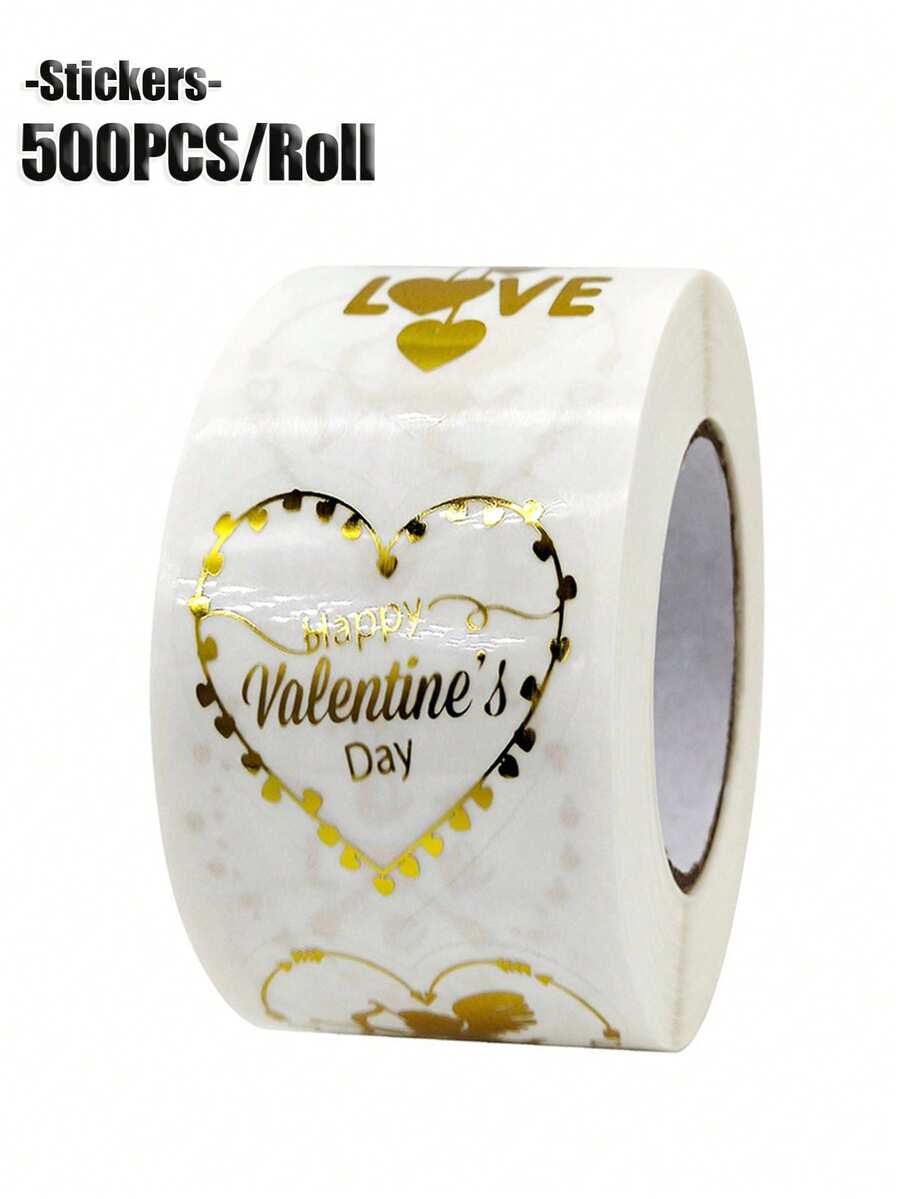500pcs/Roll Valentine's Day Stickers Heart Labels Foil Stamping "I Love You" Heart Shaped Transparent Stickers For Gift Wrapping, Envelopes, Flowers, Love Letters, 1 Inch Valentine's Day Seal Stickers Scrapbook Supplies Scrapbook Stationery