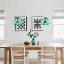 YQYYFC Light Blue Glass Pendant Lights Kitchen Island Gold Hanging Light Fixture Glass Globe Pendant Light Modern Pendant Lighting For Kitchen Island Bedroom Dining Room (7.87") - 7.87 in Light Blue - 查看 3