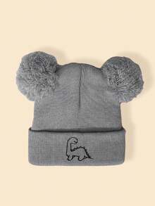 1pc Plush Dinosaur Embroidered Knit Hat, Y2K Style Children Outdoor Casual Versatile Winter Beanie, Suitable For Daily Wear - Knitted Hat - View 19