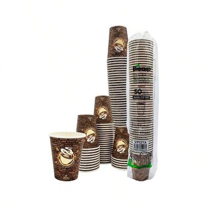 Paquete de 50 Vasos de Papel 12 oz Sin Tapa u2013 Kraft, Reciclables u2013 Resistentes y Apilables u2013 Para Bebidas Calientes