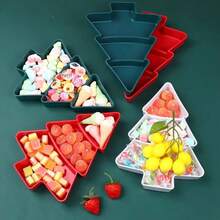 Christmas Tree Shaped Appetizer Platter, Snack Tray | Holiday Tableware, Can Hold Nuts, Candies, Dried Fruits And Seeds, Compartment Party Tray, Holiday Party, Kitchen, Office, Space-Saving Countertop Storage, Christmas Candy Decor, Compartment Dish - Multicolor - View 8