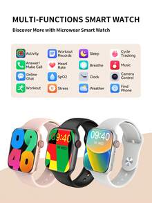 Microwear 2.07" Touch Screen Smart Watch, Unisex, Compatible With Android & IOS Phones, Heart Rate Monitoring, Blood Oxygen Tracking, Sleep Monitoring, IP68 Waterproof, Rose Gold - Rose Gold - View 4