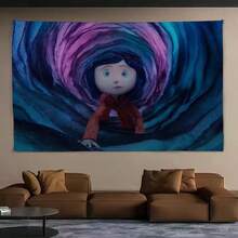 Funny Cool CCoraline Film Cartoon Tapestry Background Hanging Cloth Bedroom Tapestry Room Decor Aesthetic Tapestry Wall Hanging - Nhiều màu - Xem 3