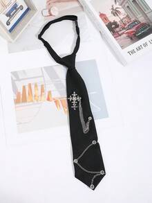 1pc Unisex Fashion Casual Versatile Lion/Pegasus/Faux Crystal Cross Decor Clip-On Tie, Suitable For Shirts, Banquets, Parties - Multicolor - View 6