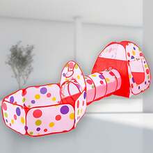 兒童向日葵圖案室內球池隧道帳篷，方便嬰兒爬行、射擊遊戲、公園玩具屋 - 橘色 - 查看 7